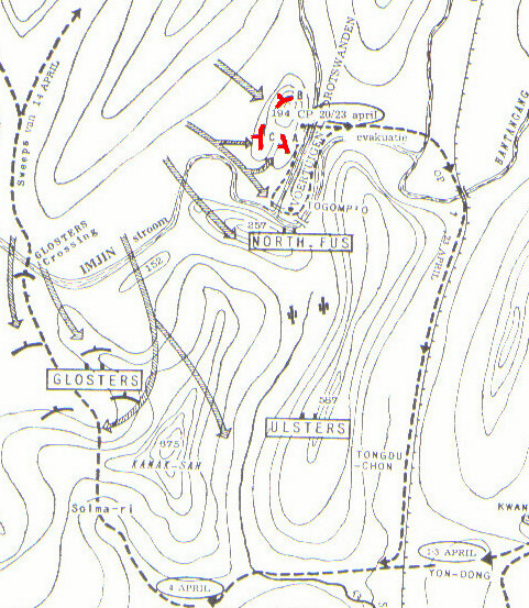 The BUNC's Imjin positions 20-23 April 1951