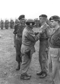 Lt. Janssens and 1st Sgt. Leiding being decorated