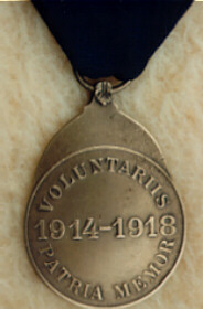 Combatant's Volunteer Medal reverse